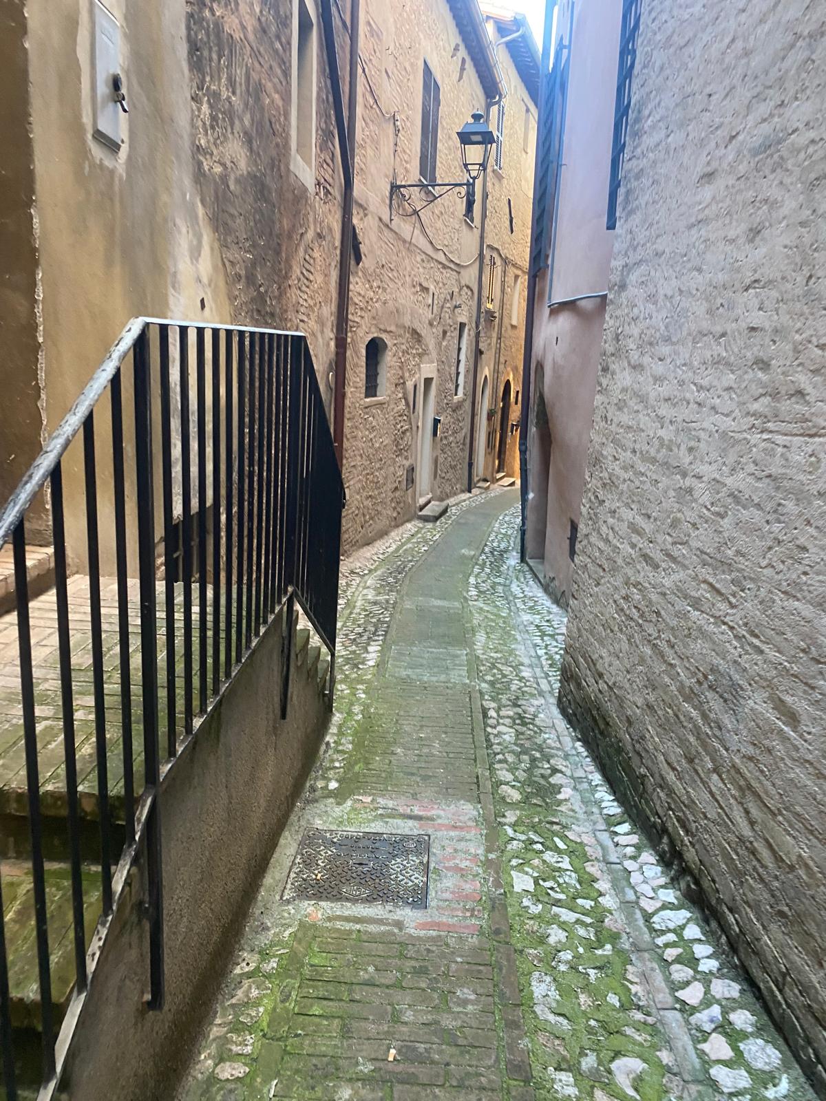 Empty stone street in the old town of Trevi, Umbria