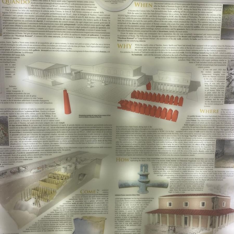 Underground information sign explaining the Roman cisterns in Todi