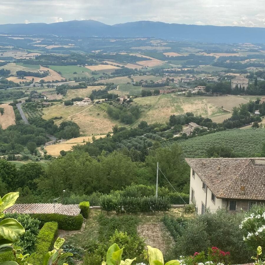 Scenic landscape of Umbria seen from the top of Todi’s hill