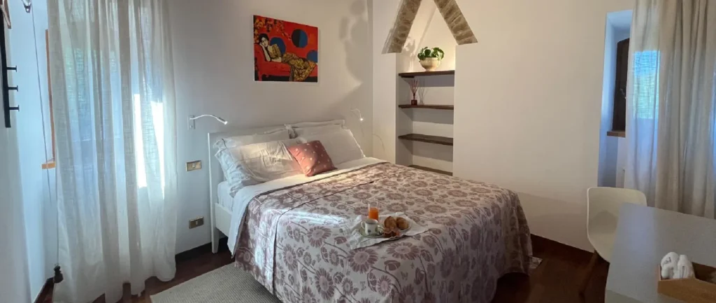 First-Floor Tower Room at Adagio Umbro B&B near Spoleto with queen-size bed