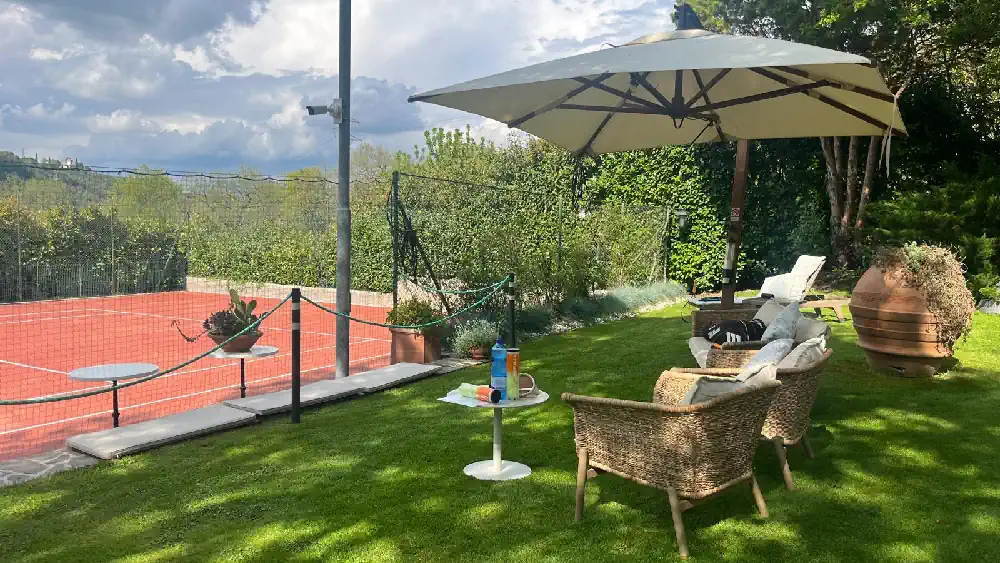Outdoor tennis court at Adagio Umbro B&B near Spoleto, Umbria