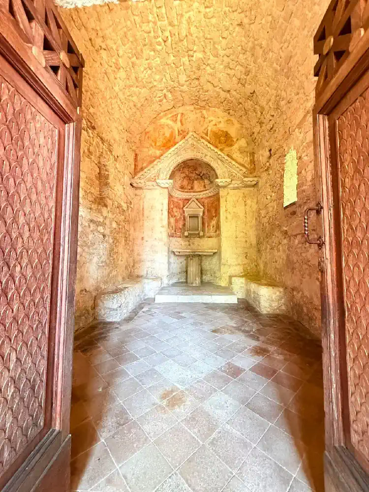 Interior of the Tempietto del Clitunno near Spoleto