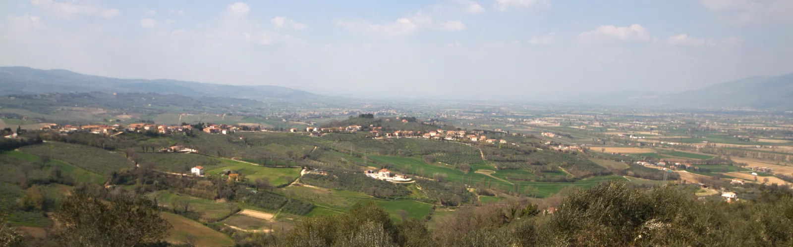 Panoramic view of Montefalco, Umbria, above vineyards and the Umbrian valley